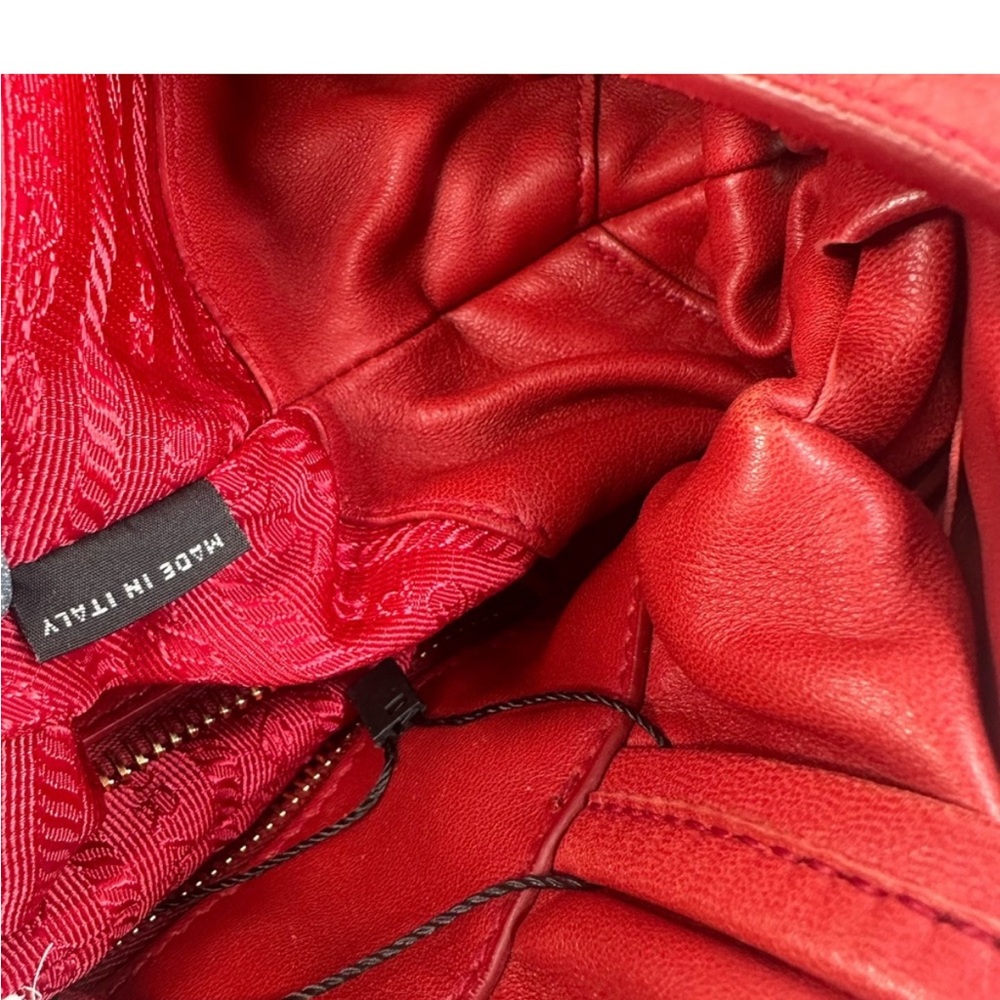 Prada Red Bow Leather Shoulder Bag - Picture 16 of 16
